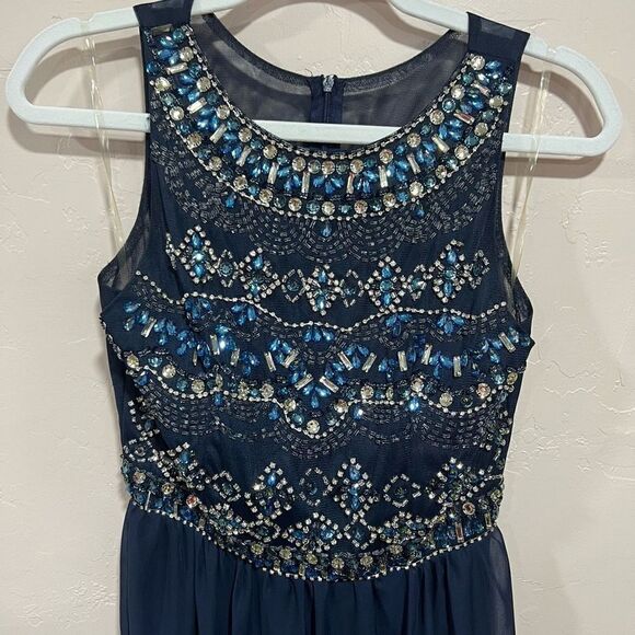 Crystal Dolls Beaded Navy Formal Dress - Picture 3 of 13